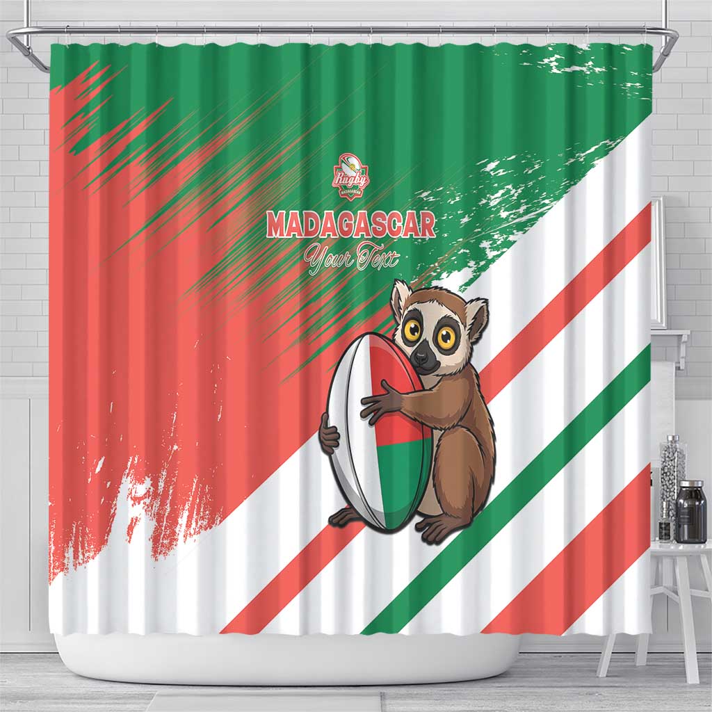 Madagascar Rugby Custom Shower Curtain Allez Les Makis - African Pride