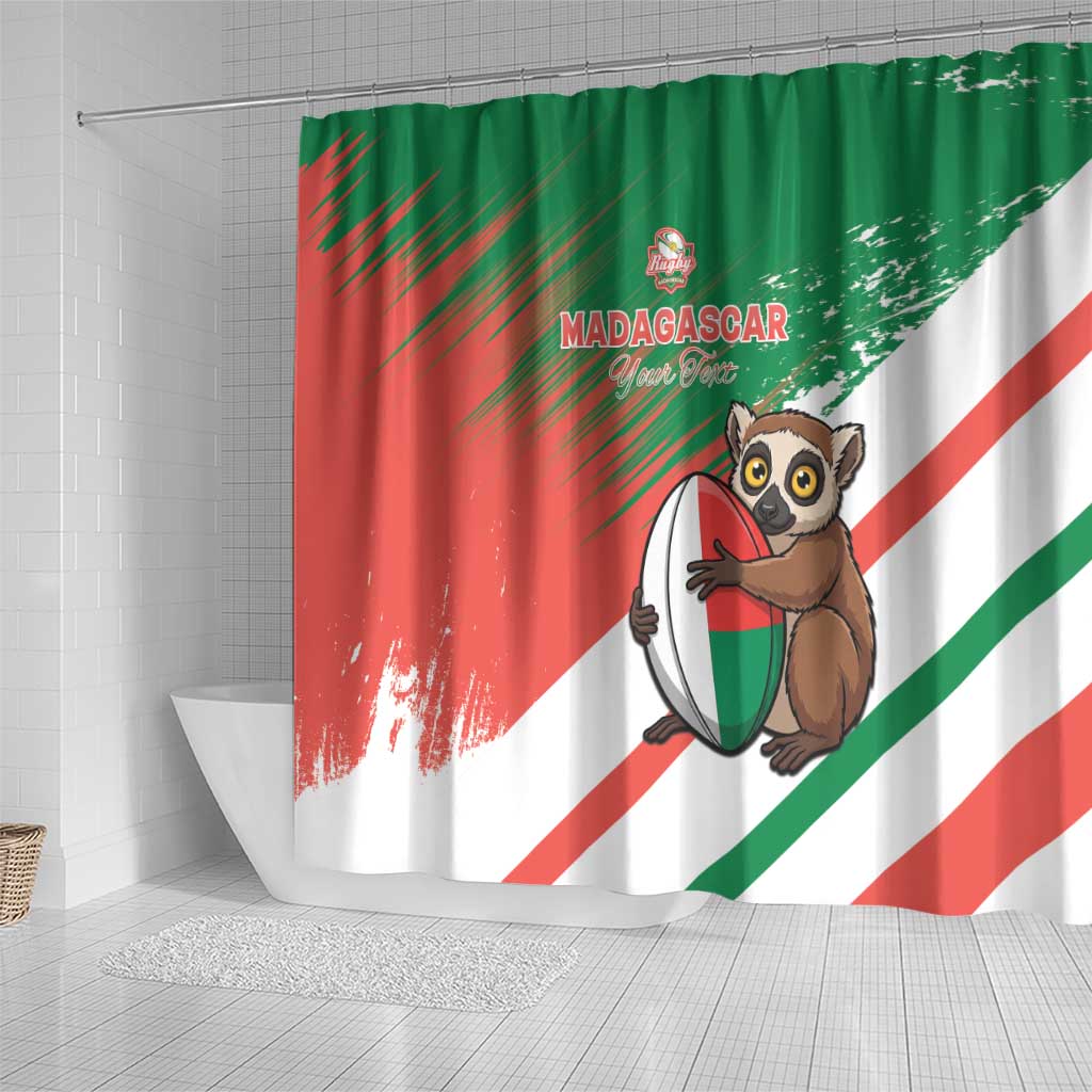 Madagascar Rugby Custom Shower Curtain Allez Les Makis - African Pride