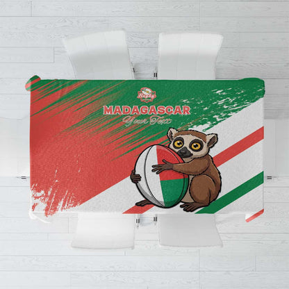 Madagascar Rugby Custom Tablecloth Allez Les Makis - African Pride