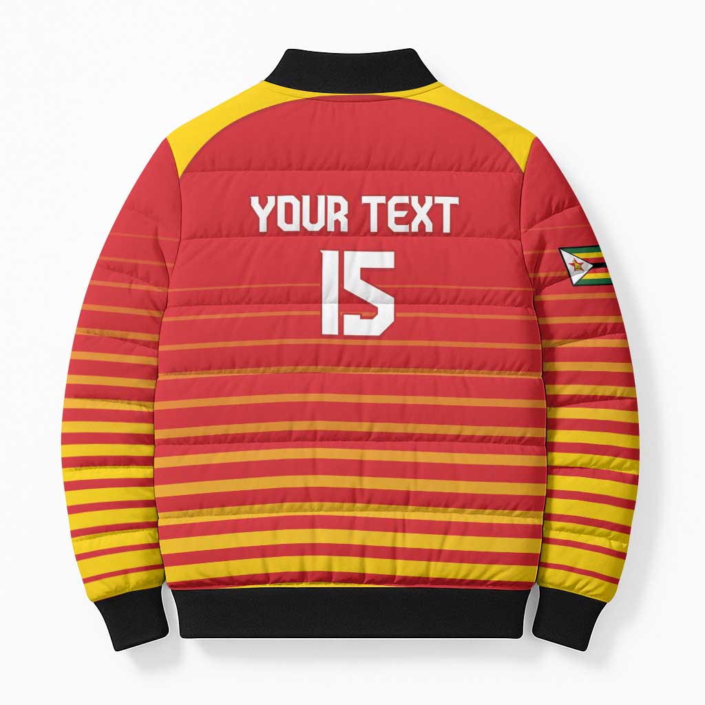 Custom Zimbabwe Cricket Bomber Puffer Jacket Go Chevrons Go