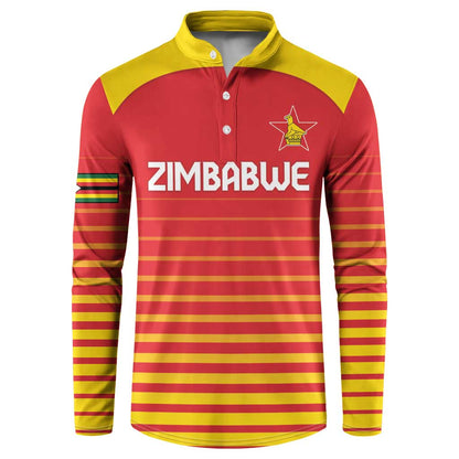 Custom Zimbabwe Cricket Button Sweatshirt Go Chevrons Go