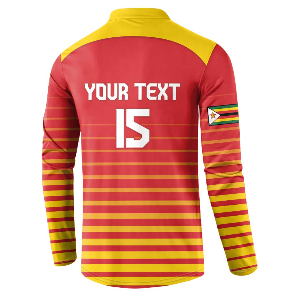 Custom Zimbabwe Cricket Button Sweatshirt Go Chevrons Go