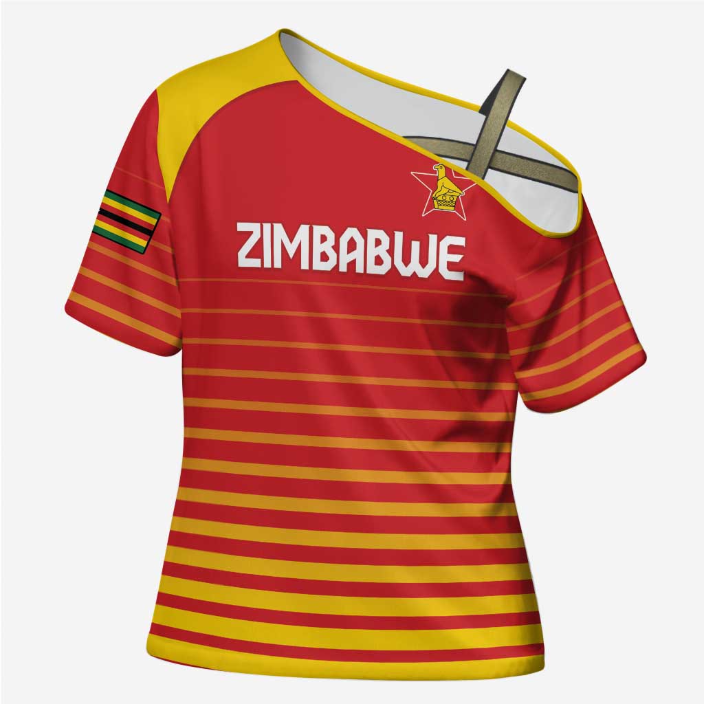 Custom Zimbabwe Cricket Cross Shoulder Shirt Go Chevrons Go