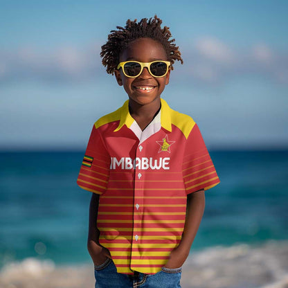 Custom Zimbabwe Cricket Kid Hawaiian Shirt Come On Chevrons - African Pride