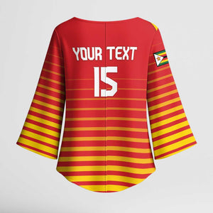 Custom Zimbabwe Cricket Kimono Sleeve Blouse Go Chevrons Go