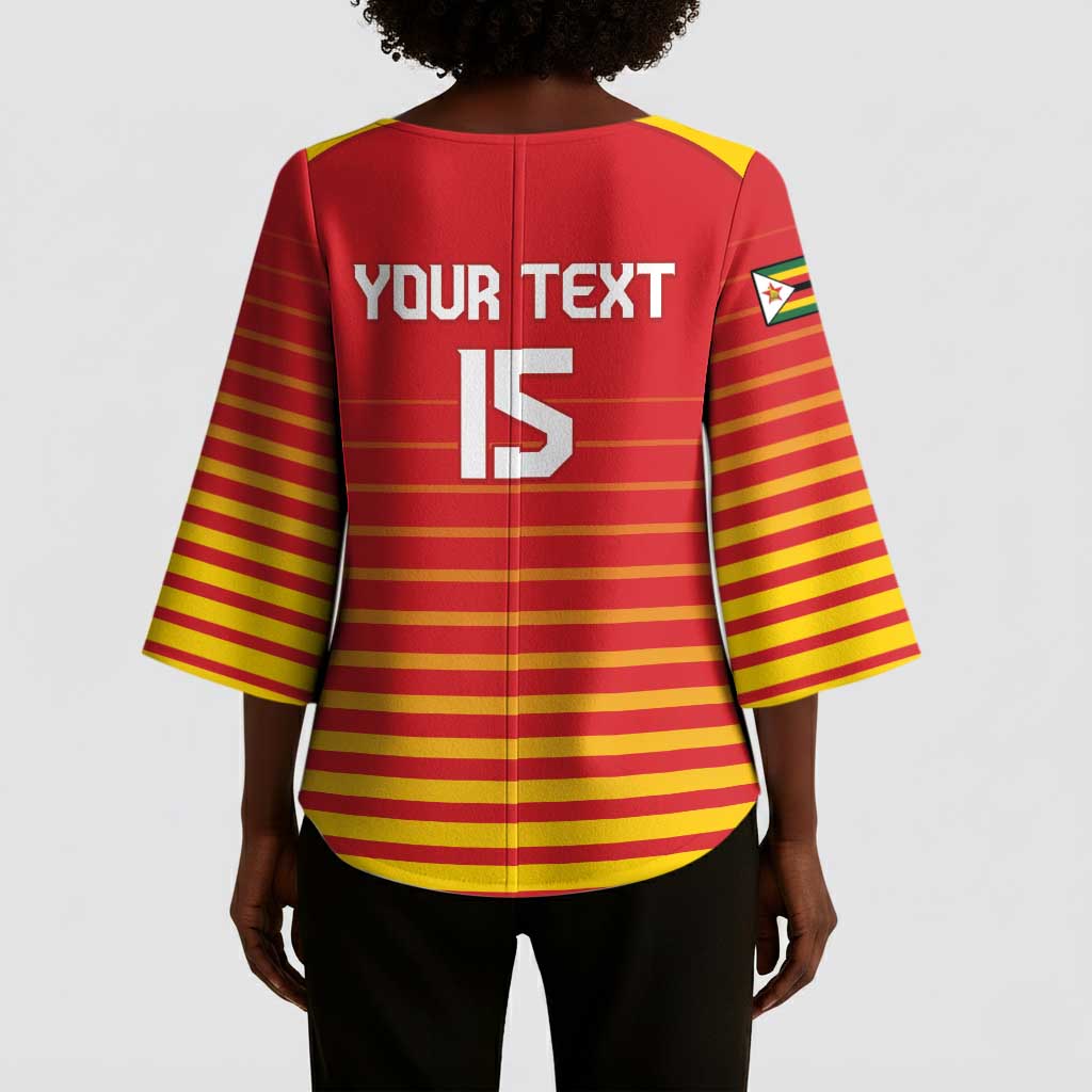 Custom Zimbabwe Cricket Kimono Sleeve Blouse Go Chevrons Go