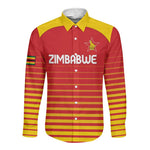 Custom Zimbabwe Cricket Long Sleeve Button Shirt Come On Chevrons - African Pride