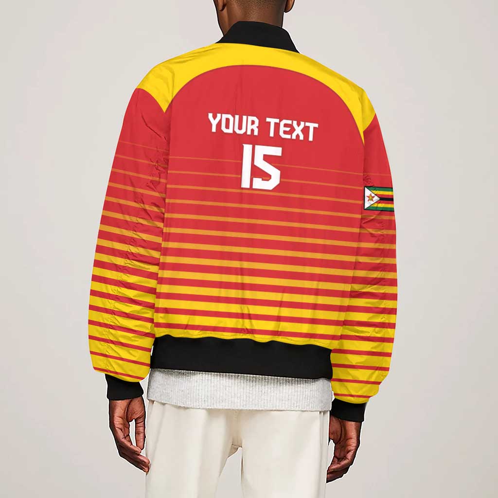 Custom Zimbabwe Cricket Sleeve Zip Bomber Jacket Come On Chevrons - African Pride