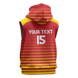 Custom Zimbabwe Cricket Sleeveless Hoodie Come On Chevrons - African Pride