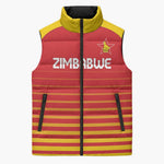 Custom Zimbabwe Cricket Sleeveless Puffer Jacket Go Chevrons Go