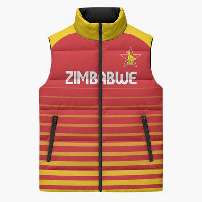 Custom Zimbabwe Cricket Sleeveless Puffer Jacket Go Chevrons Go