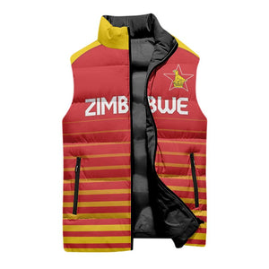 Custom Zimbabwe Cricket Sleeveless Puffer Jacket Go Chevrons Go