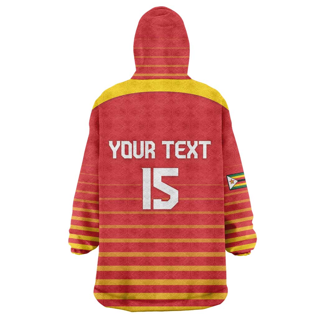 Custom Zimbabwe Cricket Wearable Blanket Hoodie Come On Chevrons - African Pride