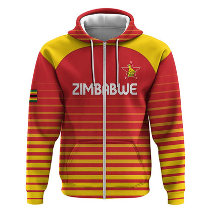 Custom Zimbabwe Cricket Zip Hoodie Come On Chevrons - African Pride