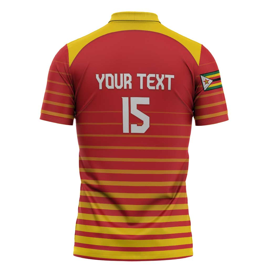 Custom Zimbabwe Cricket Zipper Polo Shirt Go Chevrons Go
