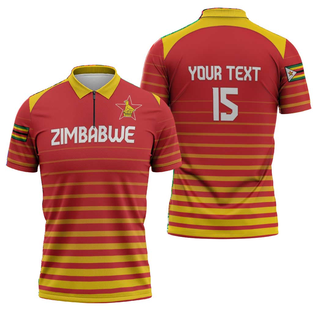 Custom Zimbabwe Cricket Zipper Polo Shirt Go Chevrons Go