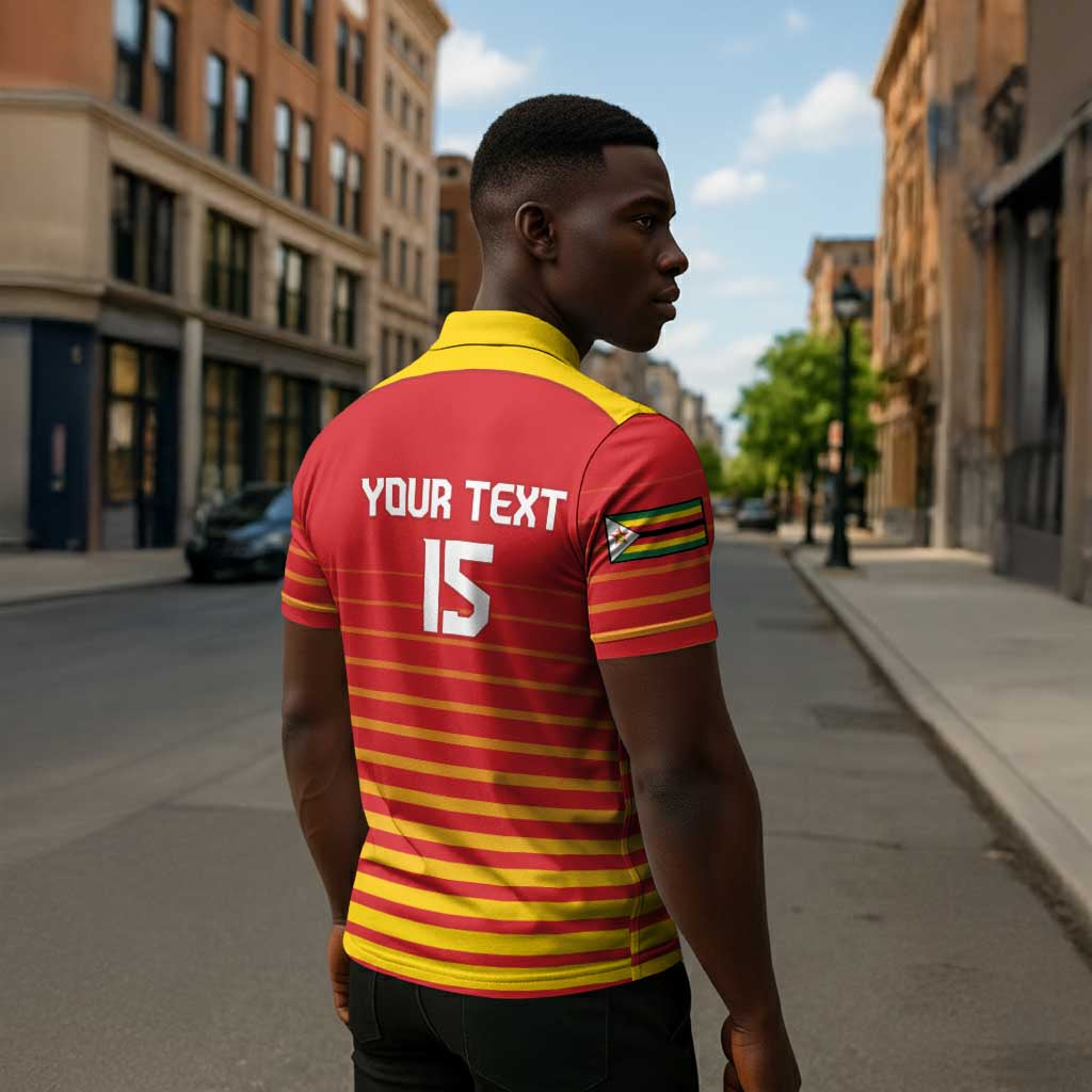 Custom Zimbabwe Cricket Zipper Polo Shirt Go Chevrons Go