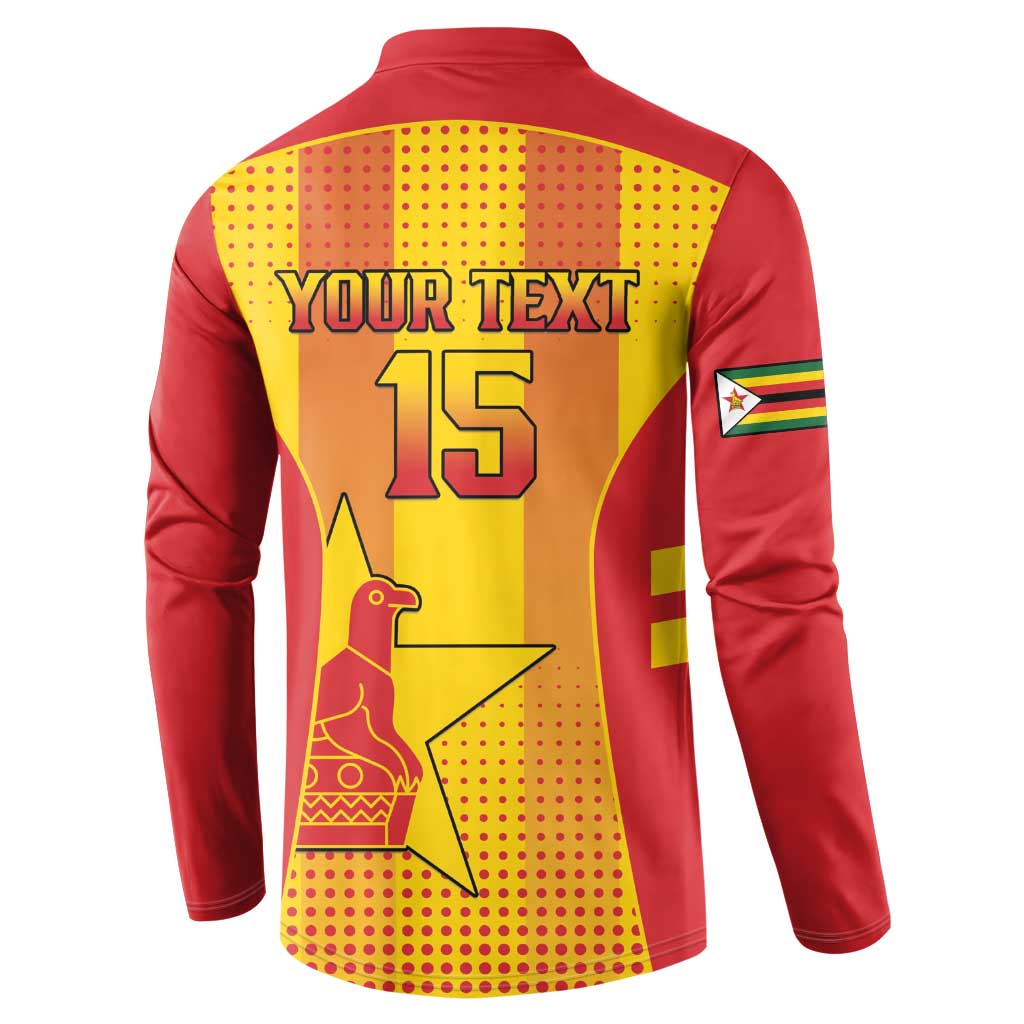 Custom Zimbabwe Cricket Button Sweatshirt Go Champions