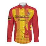 Custom Zimbabwe Cricket Long Sleeve Button Shirt Sporty Style - African Pride