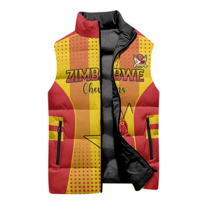 Custom Zimbabwe Cricket Sleeveless Puffer Jacket Go Champions
