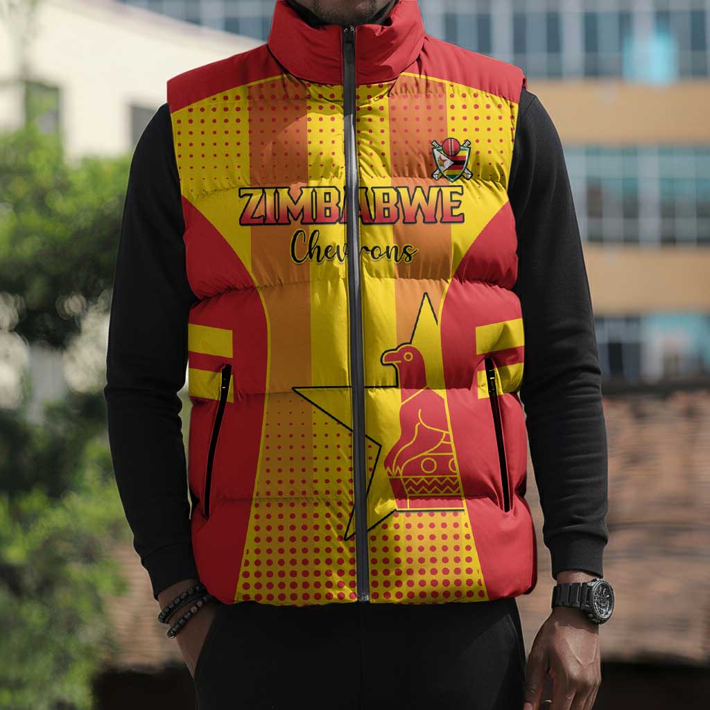 Custom Zimbabwe Cricket Sleeveless Puffer Jacket Go Champions