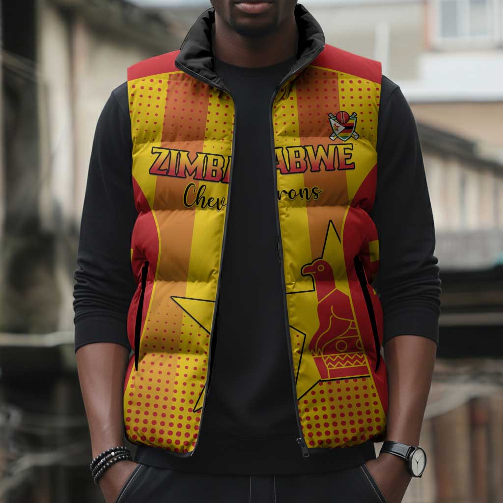 Custom Zimbabwe Cricket Sleeveless Puffer Jacket Go Champions