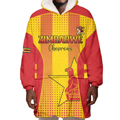 Custom Zimbabwe Cricket Wearable Blanket Hoodie Sporty Style - African Pride