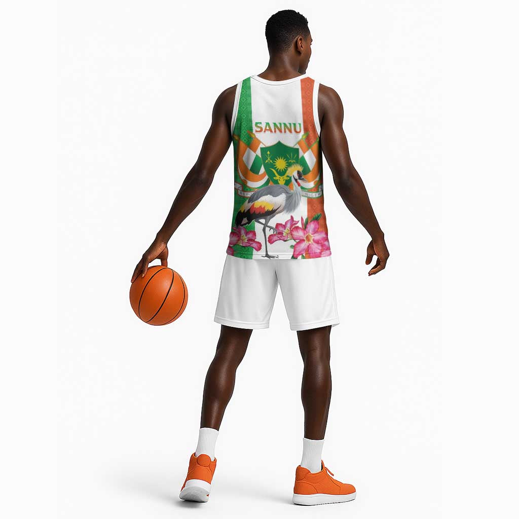 Afro Niger Sannu Basketball Jersey Coat Of Arms - African Pattern LT15