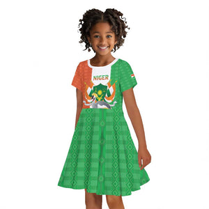 Afro Niger Sannu Kid Short Sleeve Dress Coat Of Arms - African Pattern