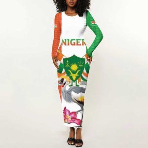 Afro Niger Sannu Long Sleeve Bodycon Dress Coat Of Arms - African Pattern