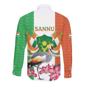 Afro Niger Sannu Long Sleeve Button Shirt Coat Of Arms - African Pattern