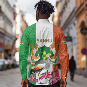 Afro Niger Sannu Long Sleeve Button Shirt Coat Of Arms - African Pattern