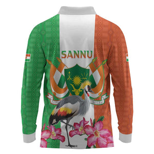 Afro Niger Sannu Long Sleeve Polo Shirt Coat Of Arms - African Pattern