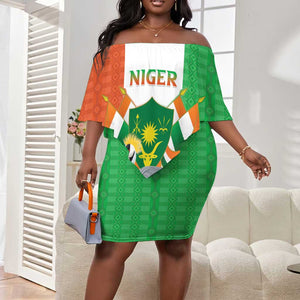 Afro Niger Sannu Off Shoulder Short Dress Coat Of Arms - African Pattern