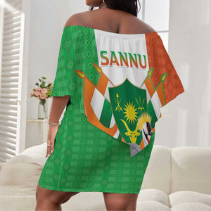 Afro Niger Sannu Off Shoulder Short Dress Coat Of Arms - African Pattern