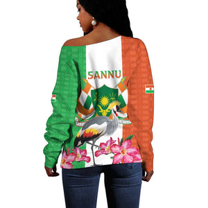 Afro Niger Sannu Off Shoulder Sweater Coat Of Arms - African Pattern