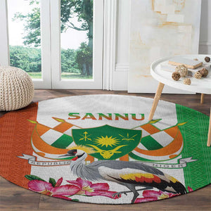 Afro Niger Sannu Round Carpet Coat Of Arms - African Pattern