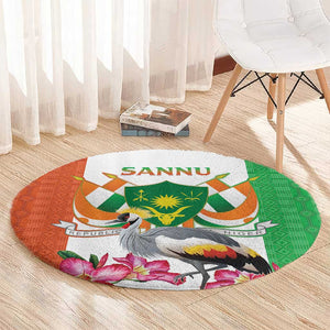 Afro Niger Sannu Round Carpet Coat Of Arms - African Pattern