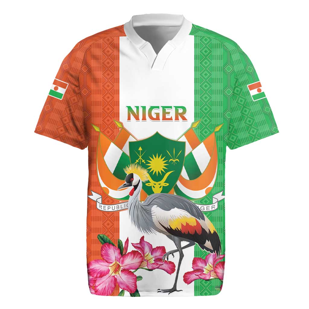 Afro Niger Sannu Rugby Jersey Coat Of Arms - African Pattern