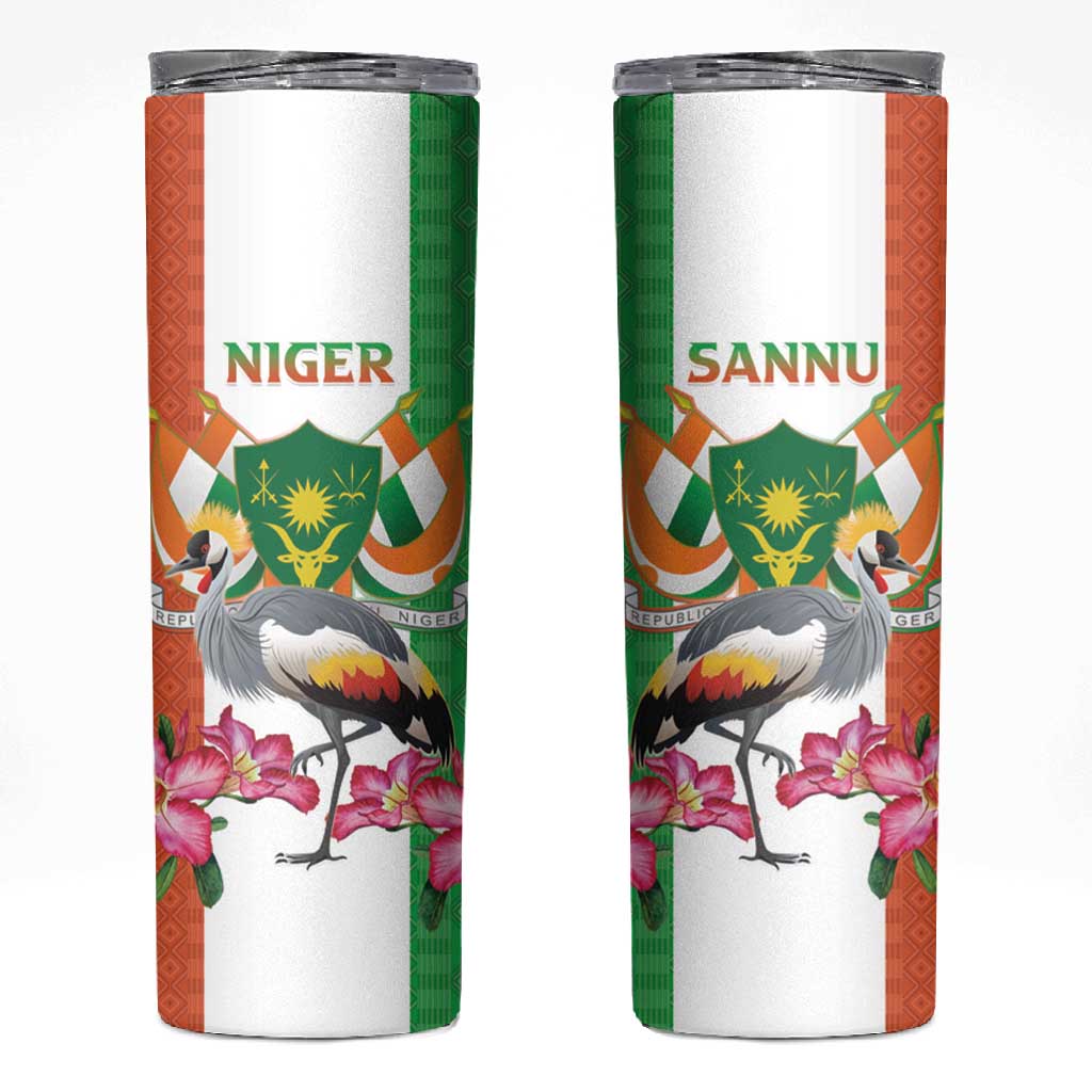 Afro Niger Sannu Skinny Tumbler Coat Of Arms - African Pattern