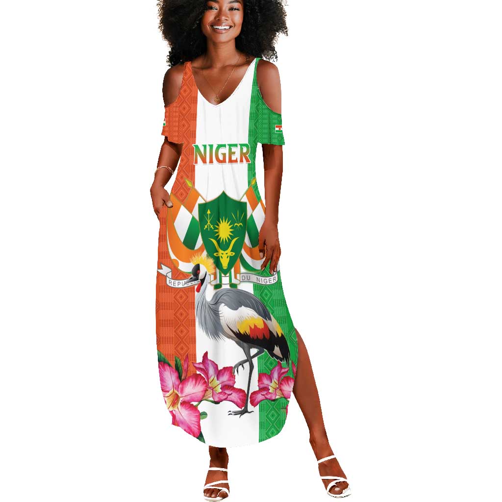 Afro Niger Sannu Summer Maxi Dress Coat Of Arms - African Pattern