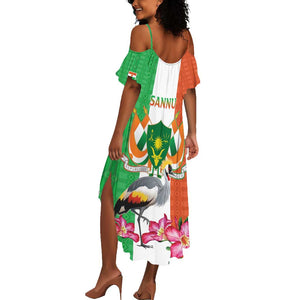 Afro Niger Sannu Summer Maxi Dress Coat Of Arms - African Pattern