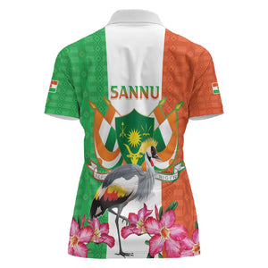 Afro Niger Sannu Women Polo Shirt Coat Of Arms - African Pattern