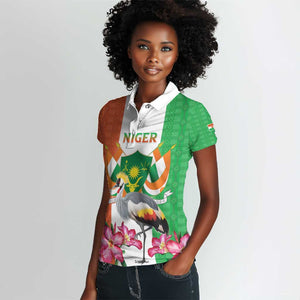 Afro Niger Sannu Women Polo Shirt Coat Of Arms - African Pattern