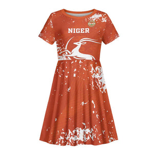 Custom Afro Niger Football Kid Short Sleeve Dress We Are Champions