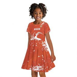 Custom Afro Niger Football Kid Short Sleeve Dress We Are Champions