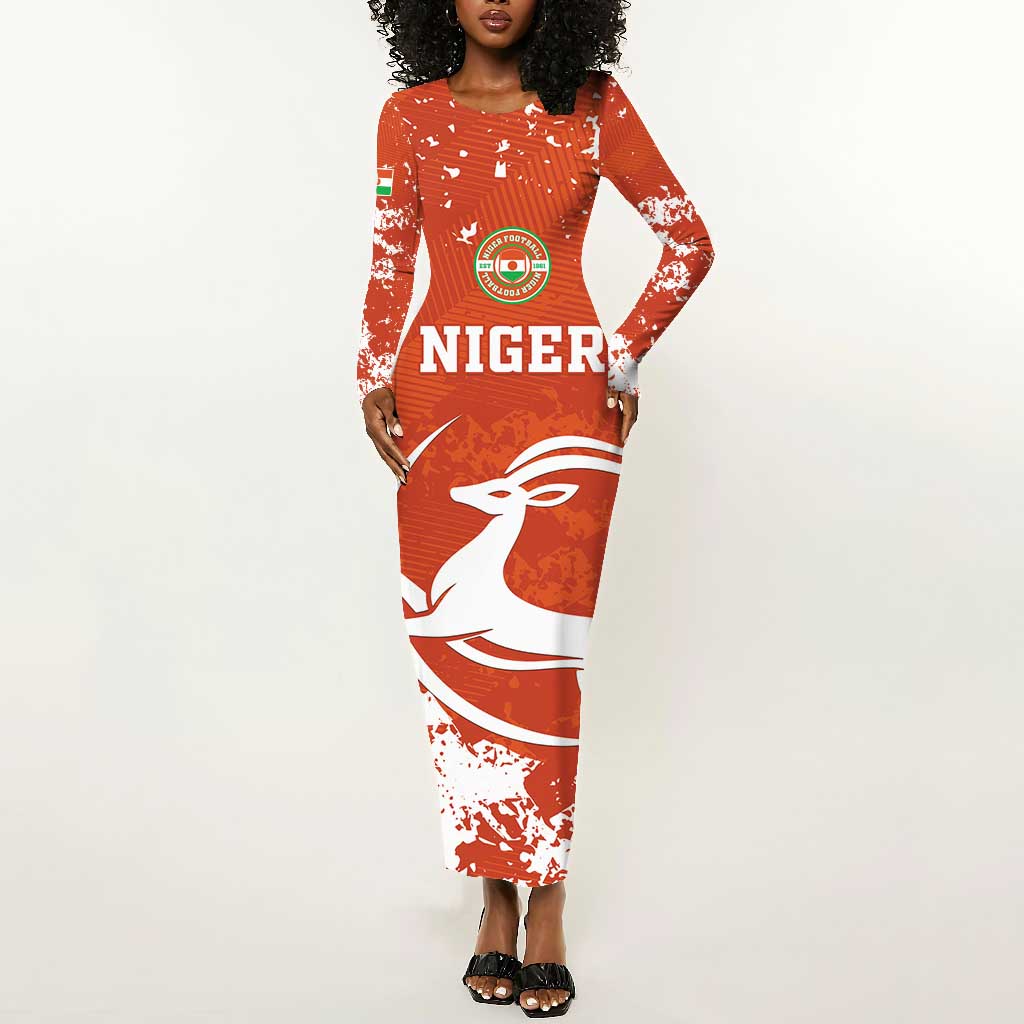 Custom Afro Niger Football Long Sleeve Bodycon Dress We Are Champions