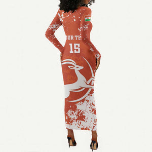 Custom Afro Niger Football Long Sleeve Bodycon Dress We Are Champions