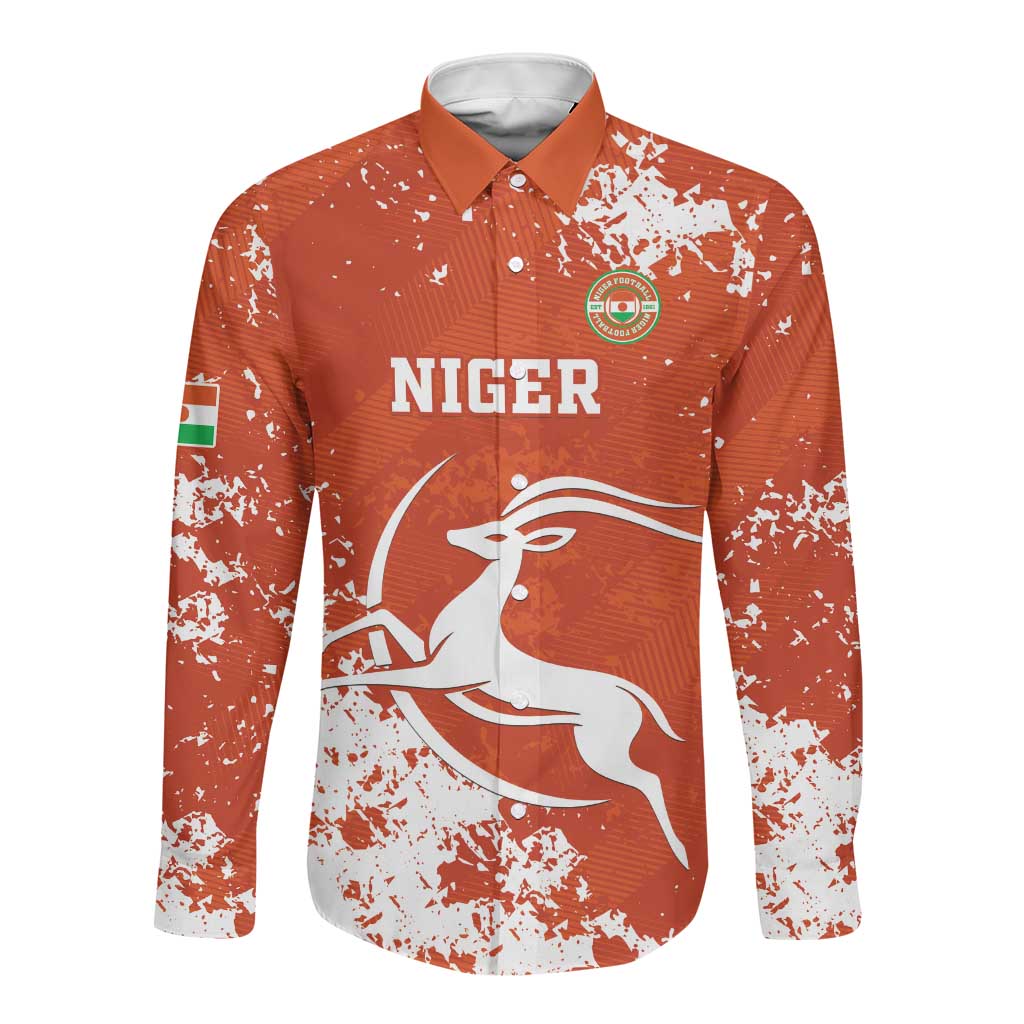 Custom Afro Niger Football Long Sleeve Button Shirt We Are Champions