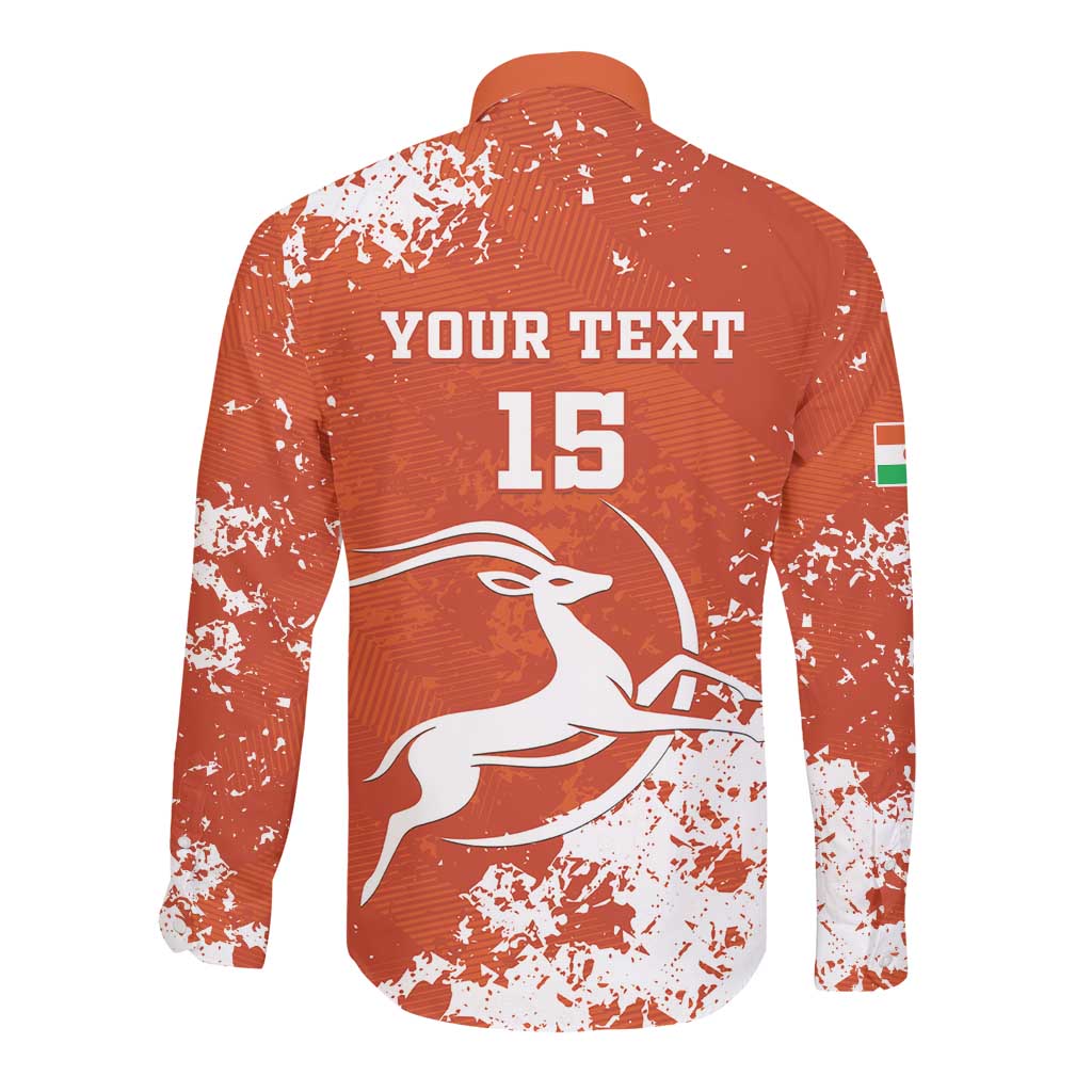 Custom Afro Niger Football Long Sleeve Button Shirt We Are Champions